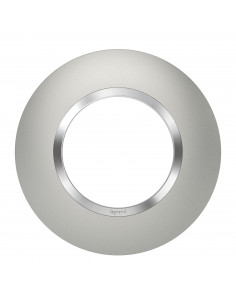 Plaque ronde dooxie 1 poste finition effet aluminium avec bague effet chrome LEGRAND 600975