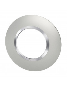 Plaque ronde dooxie 1 poste finition effet aluminium avec bague effet chrome LEGRAND 600975 2