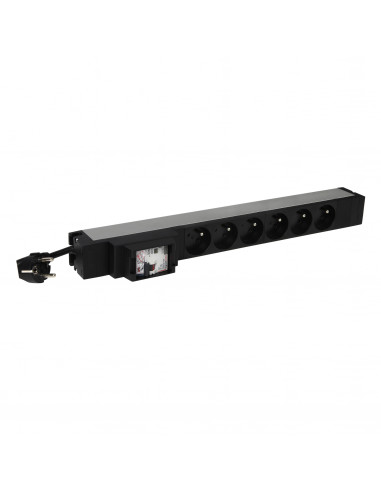 PDU avec disjoncteur différentiel 19 pouces 1U,6 prises 2P+T,cordon d'alimentation 3m,fiche 2P+T 16A LEGRAND 646833