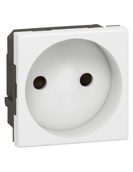 Prise de courant 2 Pôles Mosaic 2 modules avec connexion par bornes automatiques blanc LEGRAND 077110