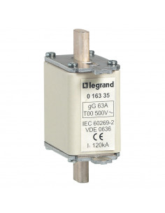 Cartouche industrielle à couteau type gG taille 00 avec voyant 63A LEGRAND 016335