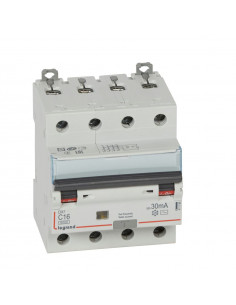 Disjoncteur différentiel monobloc DX³6000 10kA arrivée haute et départ bas à vis 4 Pôles 400V 16A type AC 30mA LEGRAND 411186 2