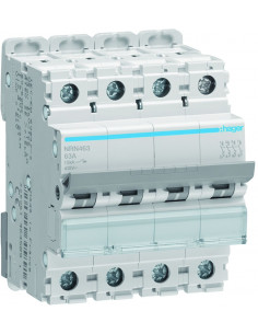 Disjoncteur 4 Pôles 15kA courbe C 63A 4 modules HAGER NRN463 2