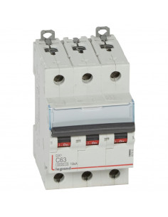 Disjoncteur DX³6000 10kA arrivée haute et départ bas à vis 3 Pôles 400V 63A courbe C pour peigne HX³ traditionnel LEGRAND 407835