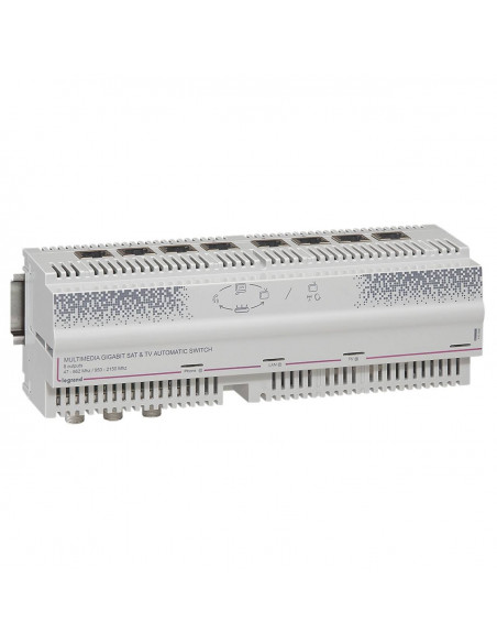 Centrale automatique Gigabit modulaire télévision TNT satellite 8 sorties RJ45 12 modules LEGRAND 413038