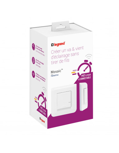 Prêt-à-poser Mosaic interrupteur + commande sans fil blanc LEGRAND 077732L
