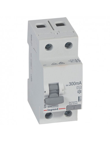 Interrupteur différentiel RX 2P 230V~ 40A typeAC 300mA 2 modules LEGRAND 402033