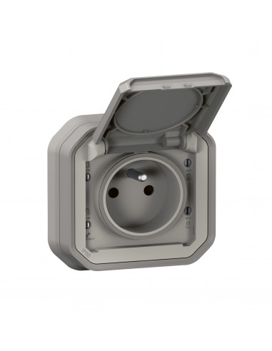 Prise de courant 2P+T Plexo complet encastré gris LEGRAND 069831L