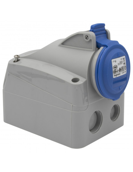 Prise saillie fixe P17 IP44 16A de 200V à 250V 2P+T LEGRAND 555154