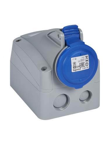 Prise saillie fixe P17 IP44 16A de 200V à 250V 2P+T LEGRAND 555154