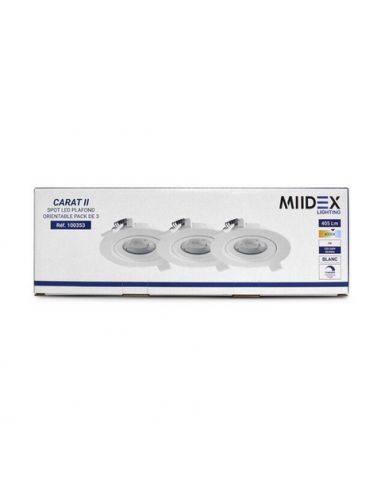 Spot LED SMD Orientable dimmable 5 Watts 4000K pack de 3 MIIDEX VISION-EL100353