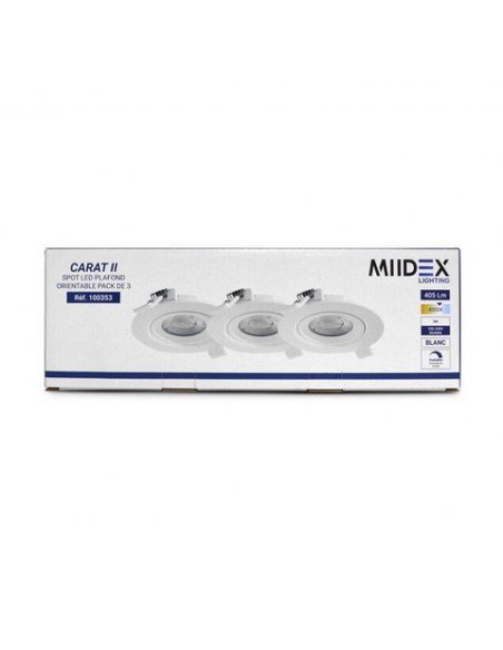 Spot LED SMD Orientable dimmable 5 Watts 4000K pack de 3 MIIDEX VISION-EL100353