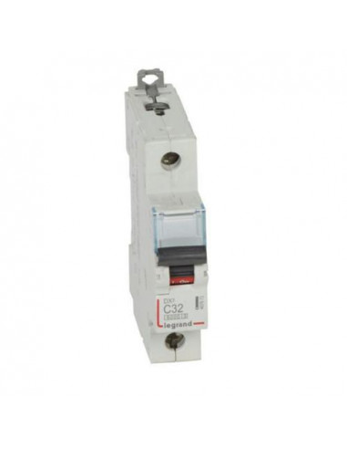 Disjoncteur DX³6000 10kA arrivée haute et départ bas à vis 1 Pôle 400V 32A courbe C 1 module LEGRAND 407673