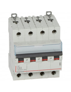 Disjoncteur DX³6000 10kA arrivée haute et départ bas à vis 4 Pôles 400V 63A courbe C LEGRAND 407904