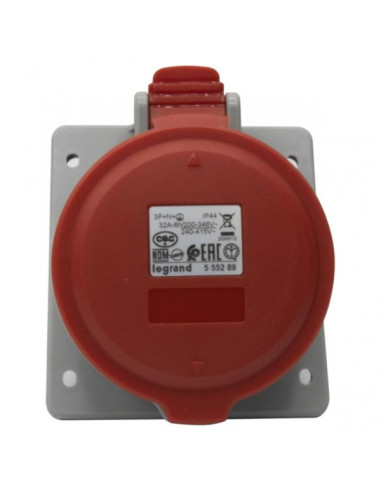 Prise à entraxes unifiés fixe P17 IP44 32A 380V~ à 415V~ 3P+N+T LEGRAND 555289