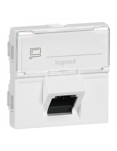 Prise RJ45 catégorie 6A STP inclinée à 45° avec blindage métal Mosaic 2 modules blanc LEGRAND 076508