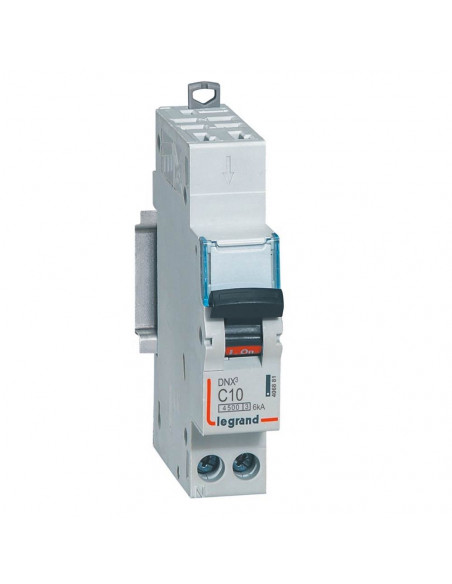 Disjoncteur Phase+Neutre DNX³4500 6kA arrivée automatique sortie borne à vis 1P+N 230V 10A courbe C 1 module LEGRAND 406881