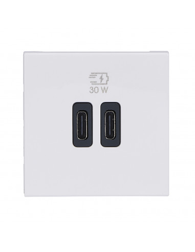 Chargeur 2 USB Type-C + Type-C Power Delivery Mosaic Blanc LEGRAND 077631L