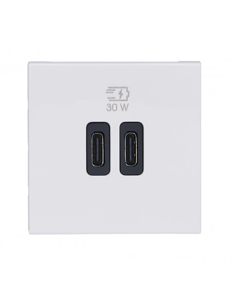 Chargeur 2 USB Type-C + Type-C Power Delivery Mosaic Blanc LEGRAND 077631L