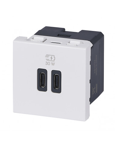 Chargeur 2 USB Type-C + Type-C Power Delivery Mosaic Blanc LEGRAND 077631L