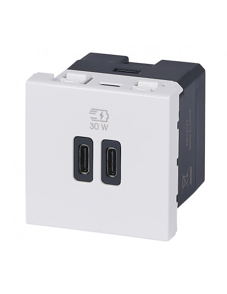 Chargeur 2 USB Type-C + Type-C Power Delivery Mosaic Blanc LEGRAND 077631L