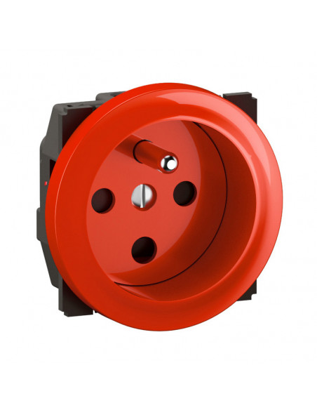 Prise 2P+T à détrompage Céliane avec enjoliveur rouge LEGRAND CM0115