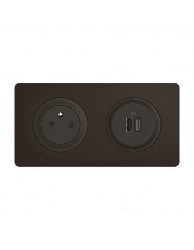 Kit 2P+T Surface et USB A+C 15W Céliane précâblées + boîte complet Noir LEGRAND CS0143