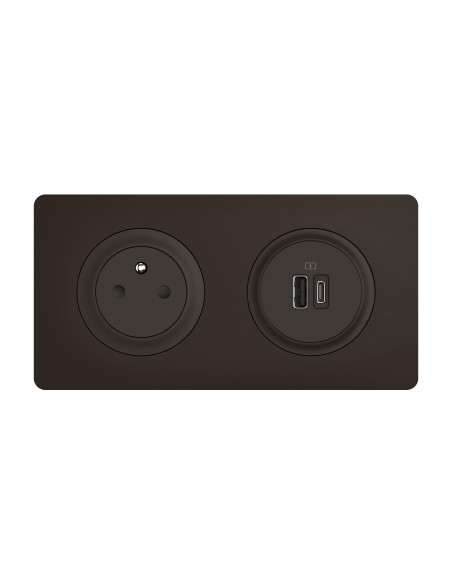 Kit 2P+T Surface et USB A+C 15W Céliane précâblées + boîte complet Noir LEGRAND CS0143