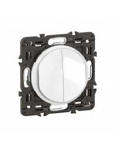 Double interrupteur lumineux Céliane 10AX enjoliveur Blanc, support et voyant LEGRAND CX3001