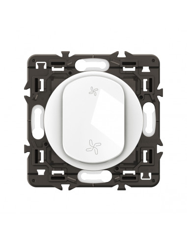 Commande VMC 2 vitesses Céliane Blanc avec support, à équiper d'une plaque LEGRAND CX6031