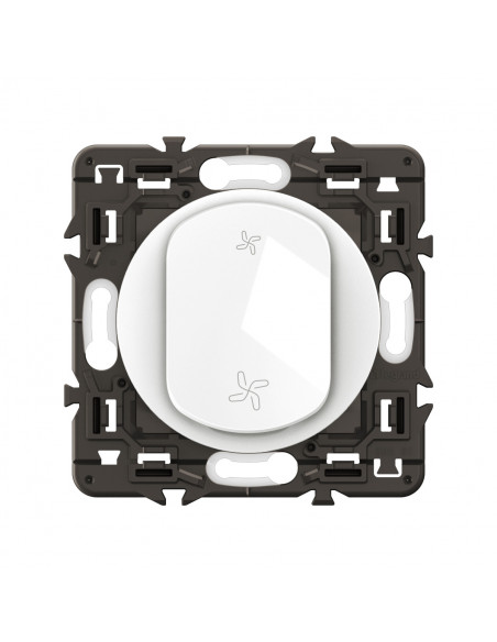 Commande VMC 2 vitesses Céliane Blanc avec support, à équiper d'une plaque LEGRAND CX6031