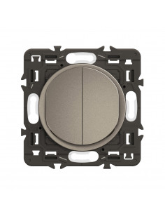 Double interrupteur ou va-et-vient Céliane 10AX enjoliveur Titanium et support LEGRAND CY2001 2