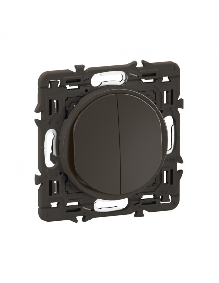 Double interrupteur ou va-et-vient Céliane 10AX enjoliveur Noir et support LEGRAND CZ2001