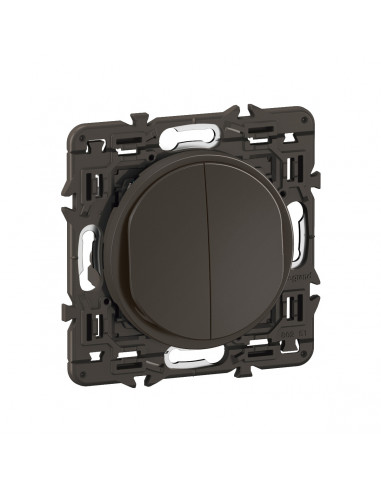 Double interrupteur lumineux Céliane 10AX enjoliveur Noir, support et voyant LEGRAND CZ3001