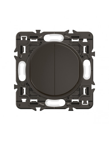 Double interrupteur lumineux Céliane 10AX enjoliveur Noir, support et voyant LEGRAND CZ3001