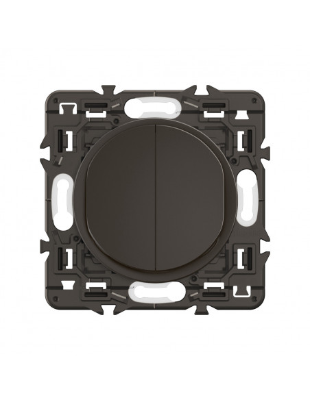 Double interrupteur lumineux Céliane 10AX enjoliveur Noir, support et voyant LEGRAND CZ3001