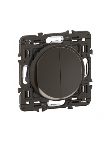 Double interrupteur lumineux Céliane 10AX enjoliveur Noir, support et voyant LEGRAND CZ3001