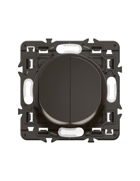 Double interrupteur lumineux Céliane 10AX enjoliveur Noir, support et voyant LEGRAND CZ3001