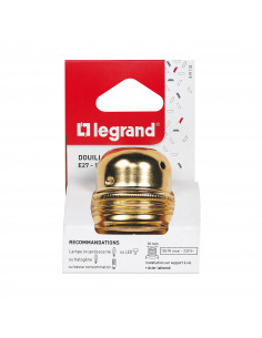 Douille culot E27 à chemise filetée métallique avec 2 bagues et borne de terre 4A 150W LEGRAND 091132 2