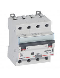 Disjoncteur différentiel monobloc DX³6000 10kA arrivée haute et départ bas à vis 4 Pôles 400V~ 32A type A 300mA LEGRAND 411242 2