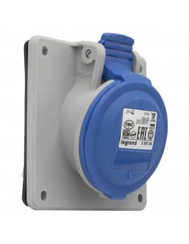 Prise à entraxes unifiés fixe P17 IP44 16A de 200V à 250V~ 2P+T LEGRAND 555184