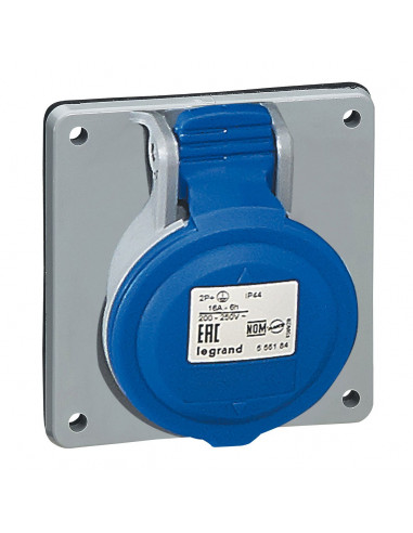 Prise à entraxes unifiés fixe P17 IP44 16A de 200V à 250V~ 2P+T LEGRAND 555184