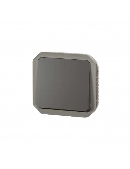 Poussoir NO-NF étanche Plexo 10A IP55 IK08 avec enjoliveur finition anthracite LEGRAND 069841L