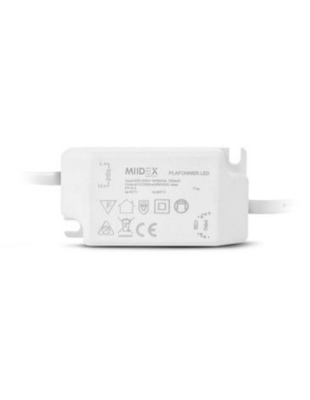 Plafonnier LED Blanc 200mmx200mm 15 Watts 3000K Slimy Carré MIIDEX VISION-EL 77640