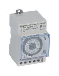 Interrupteur horaire analogique modulaire programmable automatique hebdomadaire 1 sortie 16A 250V~ 3 modules LEGRAND 412828 2