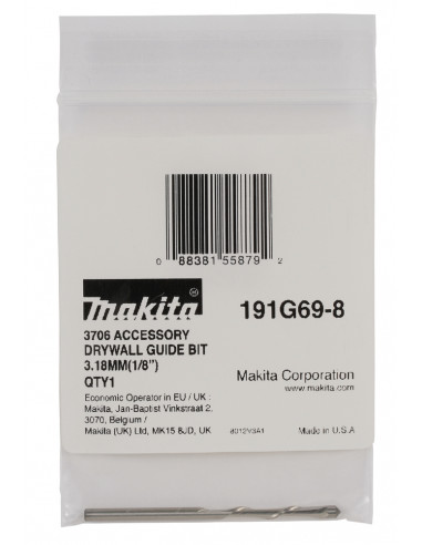 Foret pour plaque de plâtre pour DCO180 et DCO181 D.3.18mm MAKITA 191G69-8
