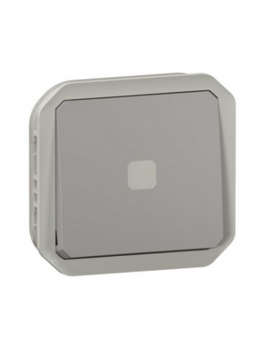 Interrupteur temporisé lumineux sans neutre étanche Plexo 230V 50Hz à 60Hz IP55 IK05 avec enjoliveur finition gris LEGRAND 06950