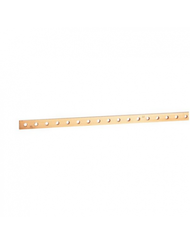 Barre cuivre plate rigide à trous taraudés section 15x4mm 200A ou 160A admissibles longueur 990mm LEGRAND 037433