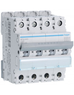Disjoncteur 4 Pôles 6-10kA courbe C - 40A 4 modules HAGER NFN440 2
