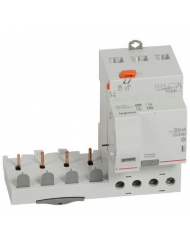 Bloc différentiel adaptable DX3 vis 4 Pôles 400V 40A type Hpi 30mA pour Disjoncteur 1 module/pôle LEGRAND 410533